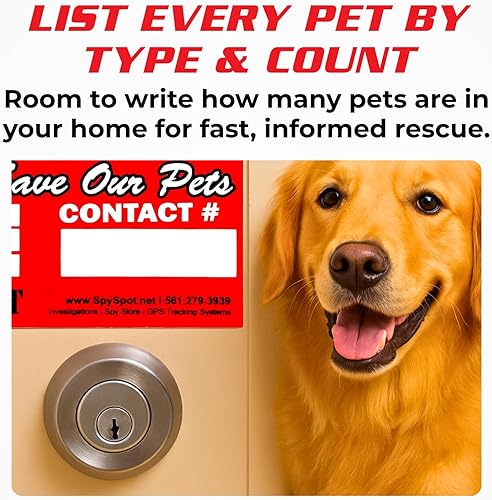 Miniatura 9 de SpySpot - Paquete de 6 calcomanías de alerta para mascotas, 4 x 3 pulgadas, letrero de alerta de rescate de emergencia para el hogar, ventana,