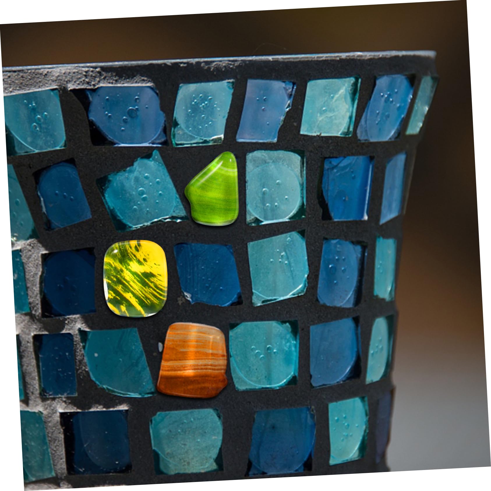 Angoily 2 Stück Mosaiksteine im Eimer Mosaikstücke für DIY Projekte Kunsthandwerk Badezimmer und Küchen Dekoration Praktischem Aufbewahrungseimer