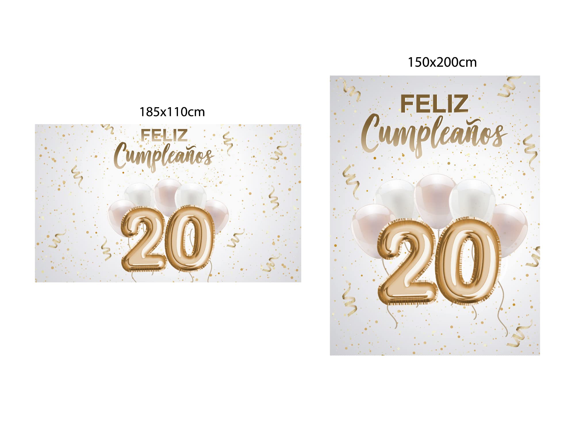 Oedim Photocall en Lona Feliz 20 Cumpleaños Blanco, 150x200cm, Photocall Decorativo para Eventos o Celebraciones puntuales, Photocall Divertido