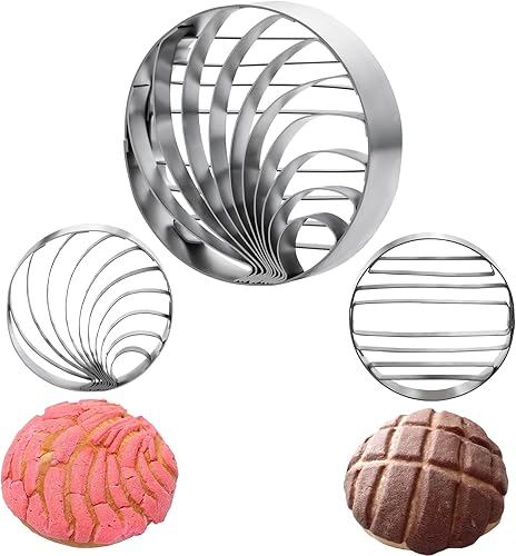 Molde de pan mexicano hecho de acero inoxidable de 4.1 pulgadas, molde de dos caras para pan dulce mexicano cortadora de sartén, forma de pan