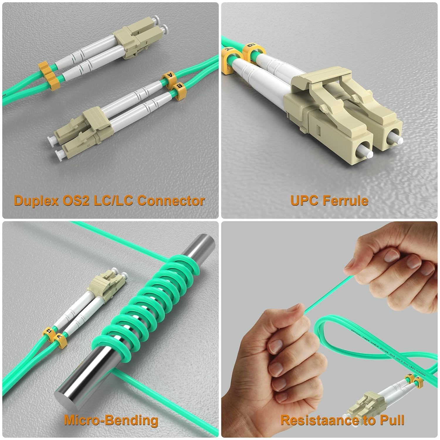 Om3 Zestaw 10 kabli światłowodowych LC do LC Multimode 50/125μm, Lc-Lc OM3, Aqua LSZH MM Fibre LC do LC 2 m