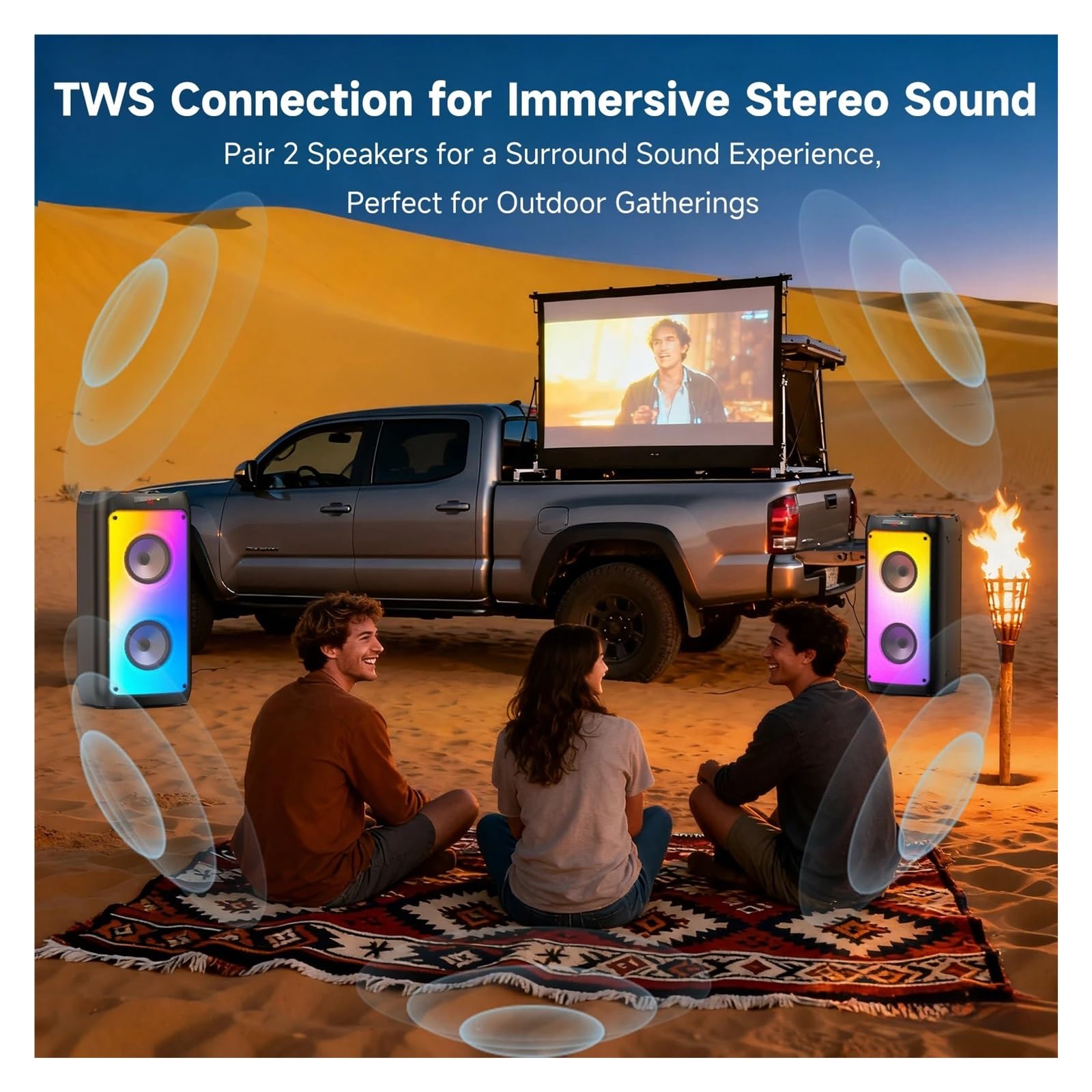 Máquina Con 2 Micrófonos Inalámbricos, Altavoz Bluetooth Portátil For Adultos Y Niños, PA For Fiestas Grandes Luces De Discoteca CaptacióN De Sonido NíTida