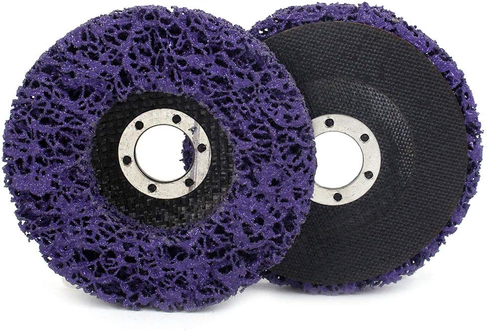 2Pcs 4-1/2"x7/8" Poly Strip Abrasive Disc Wheel Clean & Remove Paint，Rust and Oxidation for Angle Grinder purple 115x22mm