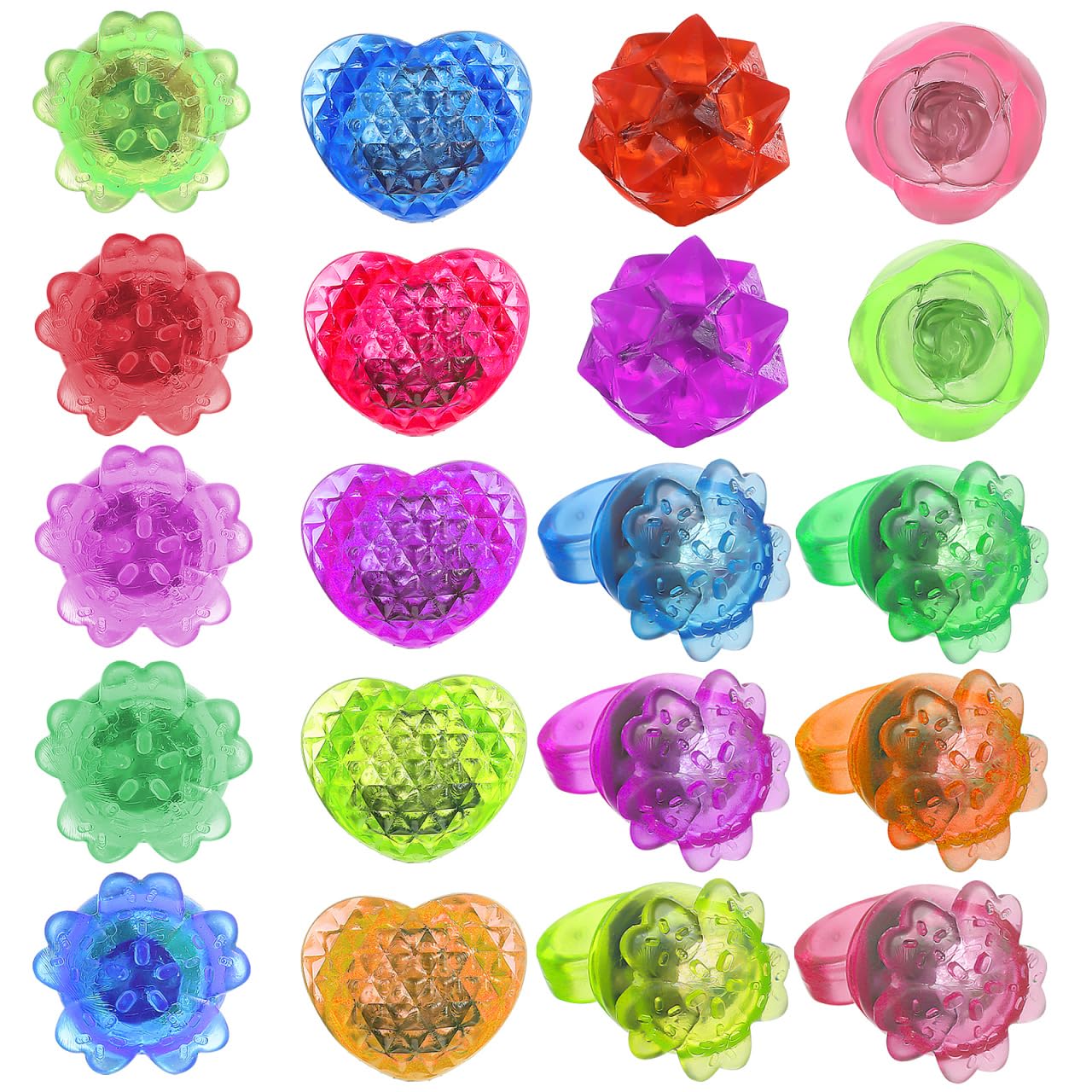Toyvian 24 Piezas De Anillos LED Se Iluminan para Niños Anillos De Gelatina Brillan En La Oscuridad Juguetes De Dedos Intermitentes De Gelatina Brillantes Luces De Dedo