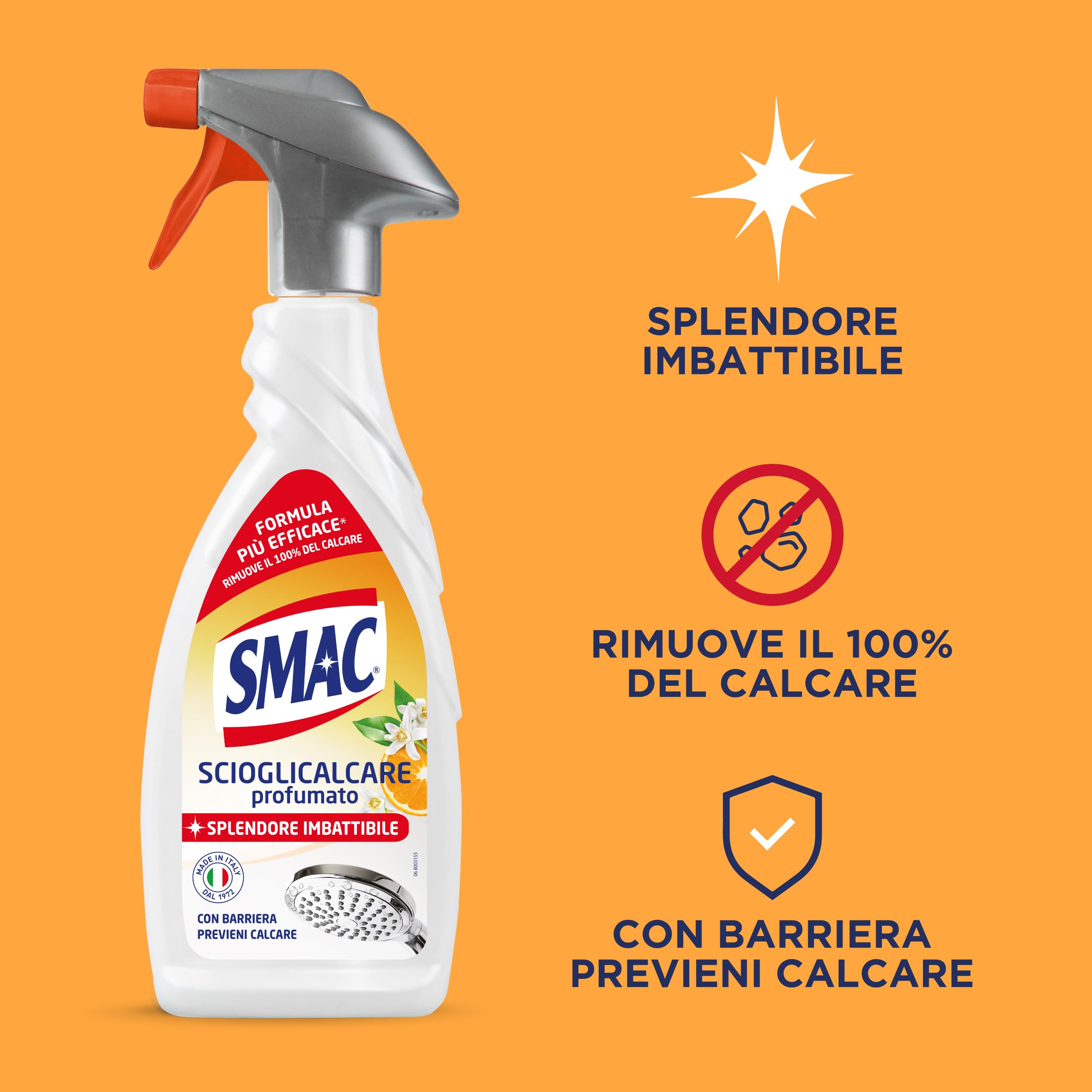 Smac - Sgrassatore Scioglicalcare Profumato, Detergente Spray Multisuperficie con Azione Anticalcare, Splendore Imbattibile, 650 ml x 12 Pezzi