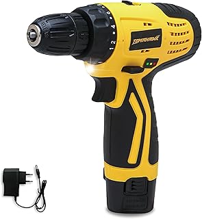 Tomahawk DMS-1000 12V Cordless Drill/Screwdriver | 10mm Keyless Chuck | 2-Speed 350/1350 RPM | Single Battery | LED Light, 28Nm Torque | Ideal for DIY, Home, Wood & Metal Drilling