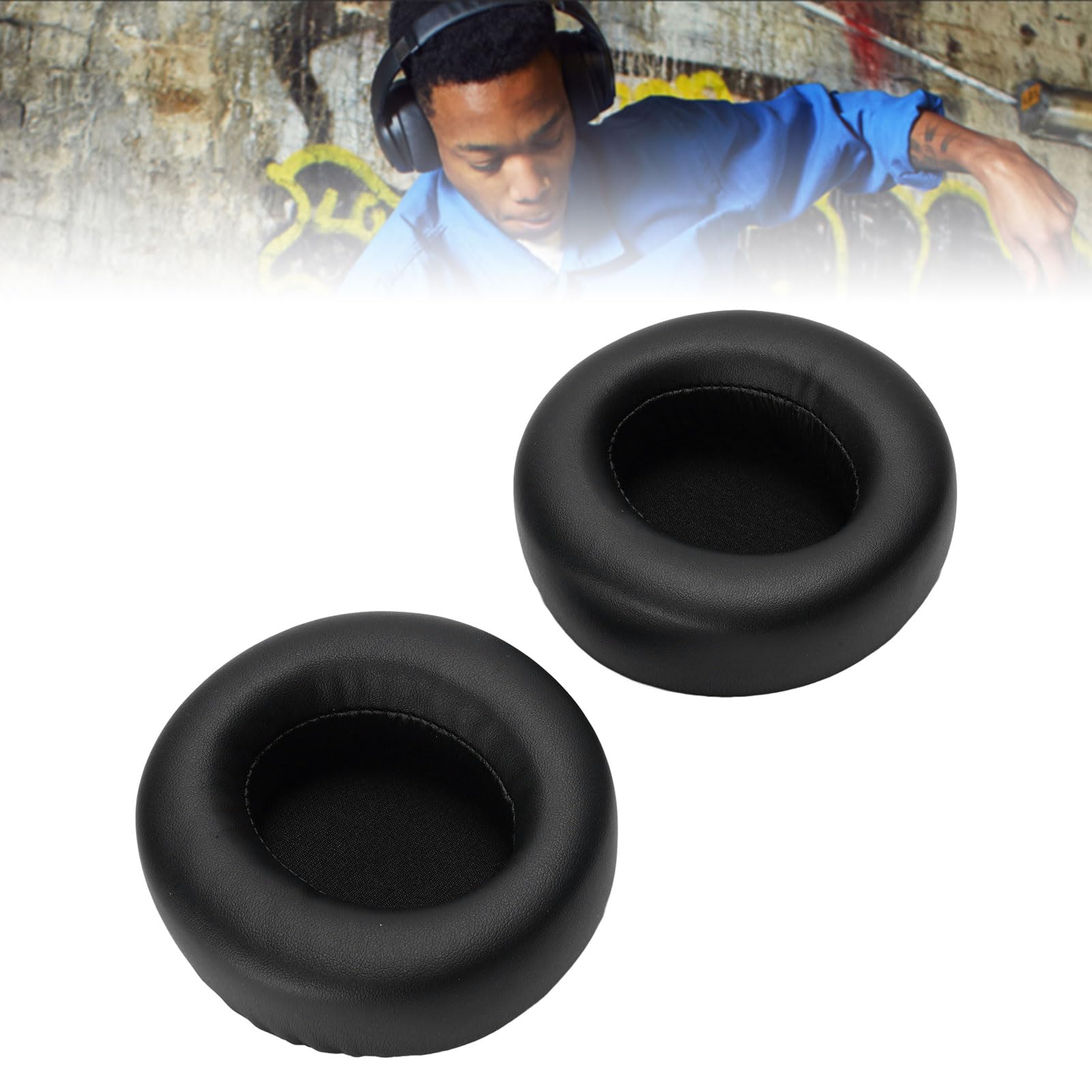 Wakects Almohadillas de Repuesto para Auriculares, Espuma Viscoelástica de Piel Proteica, Cojines Suaves para Auriculares M700B M300B, Comodidad Durante Todo el Día para Amantes de la Música y (BLACK)
