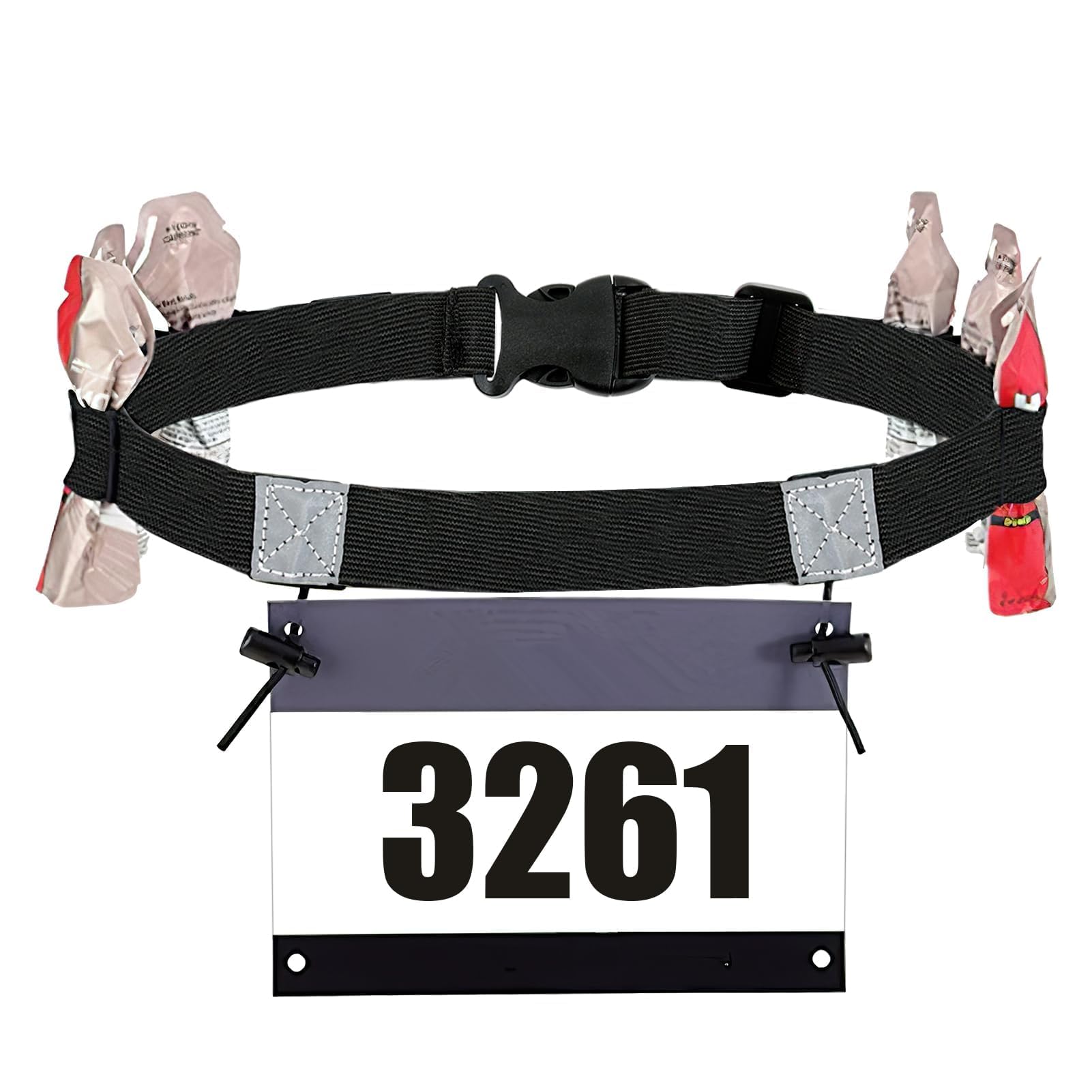 Porte Dossard, Ceinture Running, Numéro de Participant Coureur, pour Marathon Triathlon Ceintures, Porte Dossard Vélo, Léger et Respirant, sans Épingle à Porter, Fixation et Maintien Optimaux (Noir) - 1