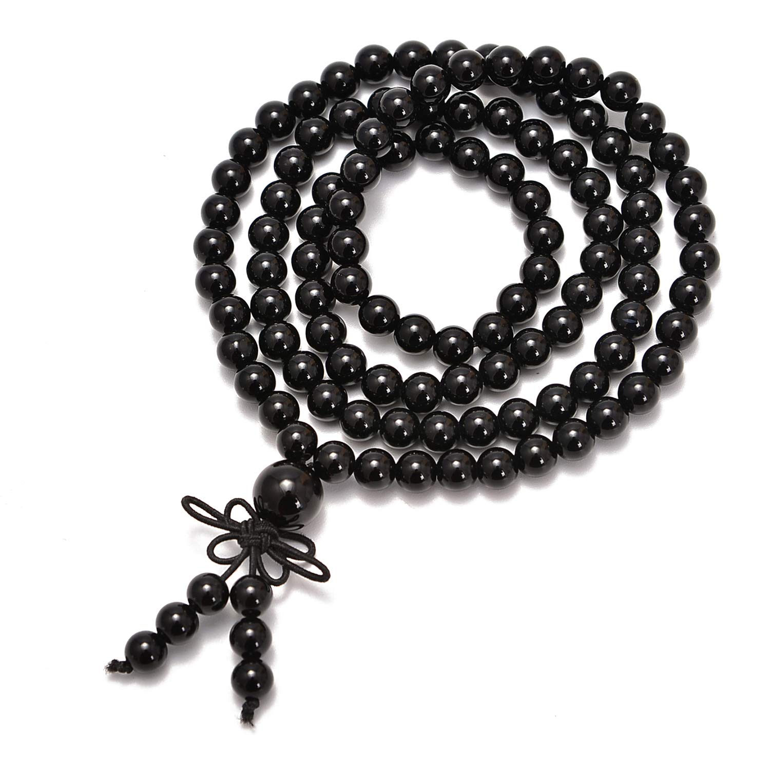 6mm Natural Healing Gemstones Buddhist 108 Prayer Mala Stretchy Bracelet Necklace