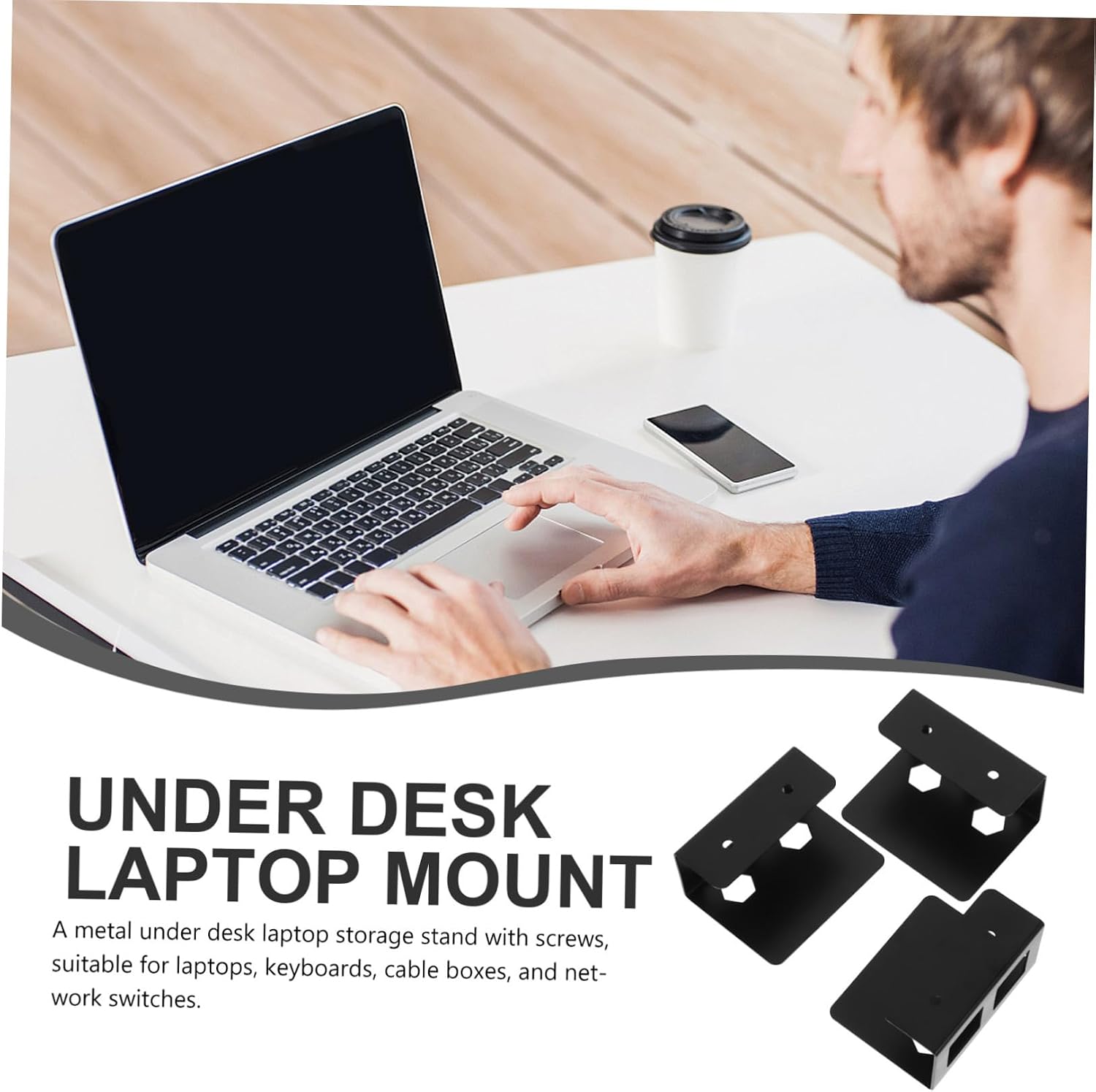 NUOBESTY Laptop Holder for Desk Under Desk Shelf Plastic Universal Easy to Assemble