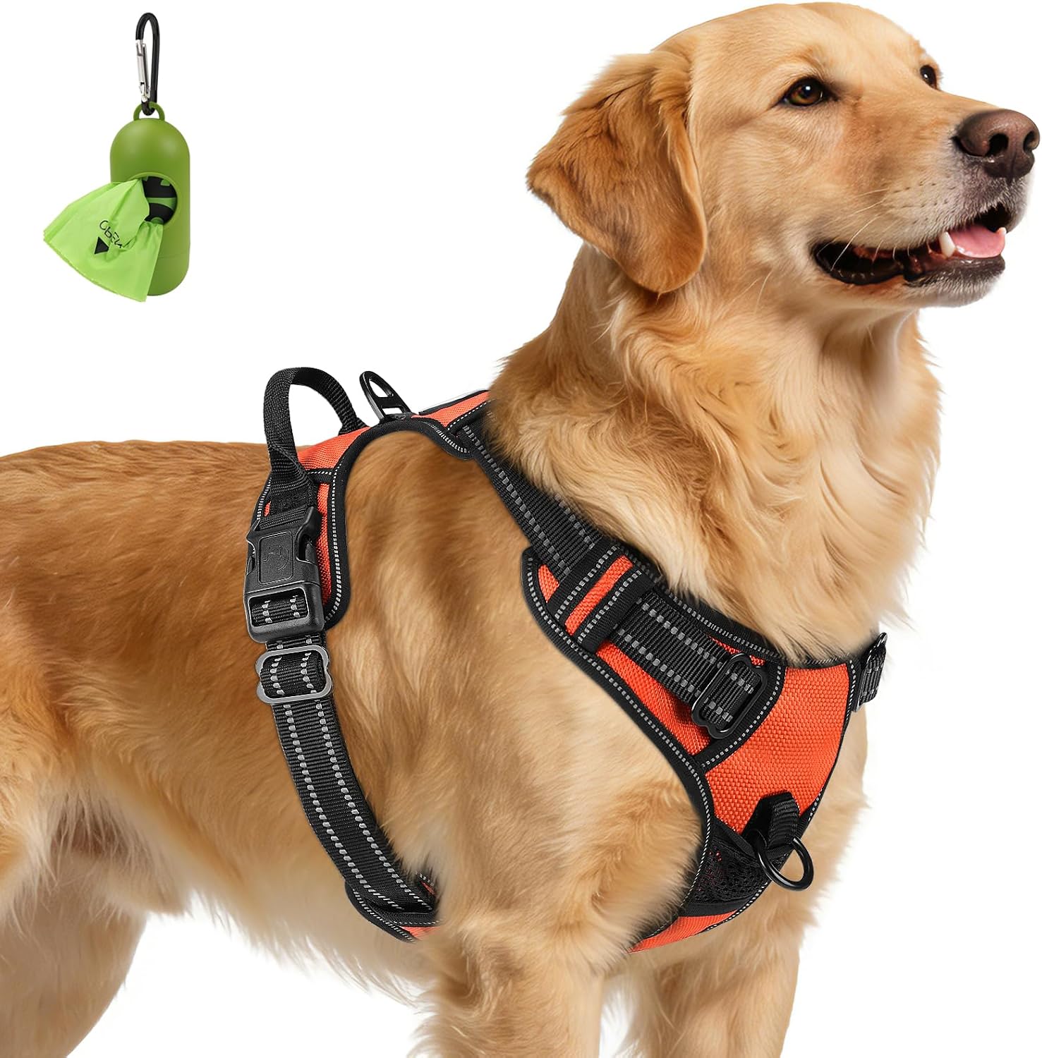Joytale No Pull Dog Harness for Large Dogs, Reflective Pet Vest with Front Clip, Adjustable Soft Padded Harnesses with Easy Control Handle for Training and Walking, Brown, L