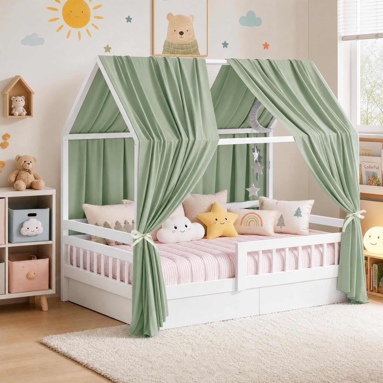 Baldaquin lit maison pour rassurer les enfants au moment du coucher