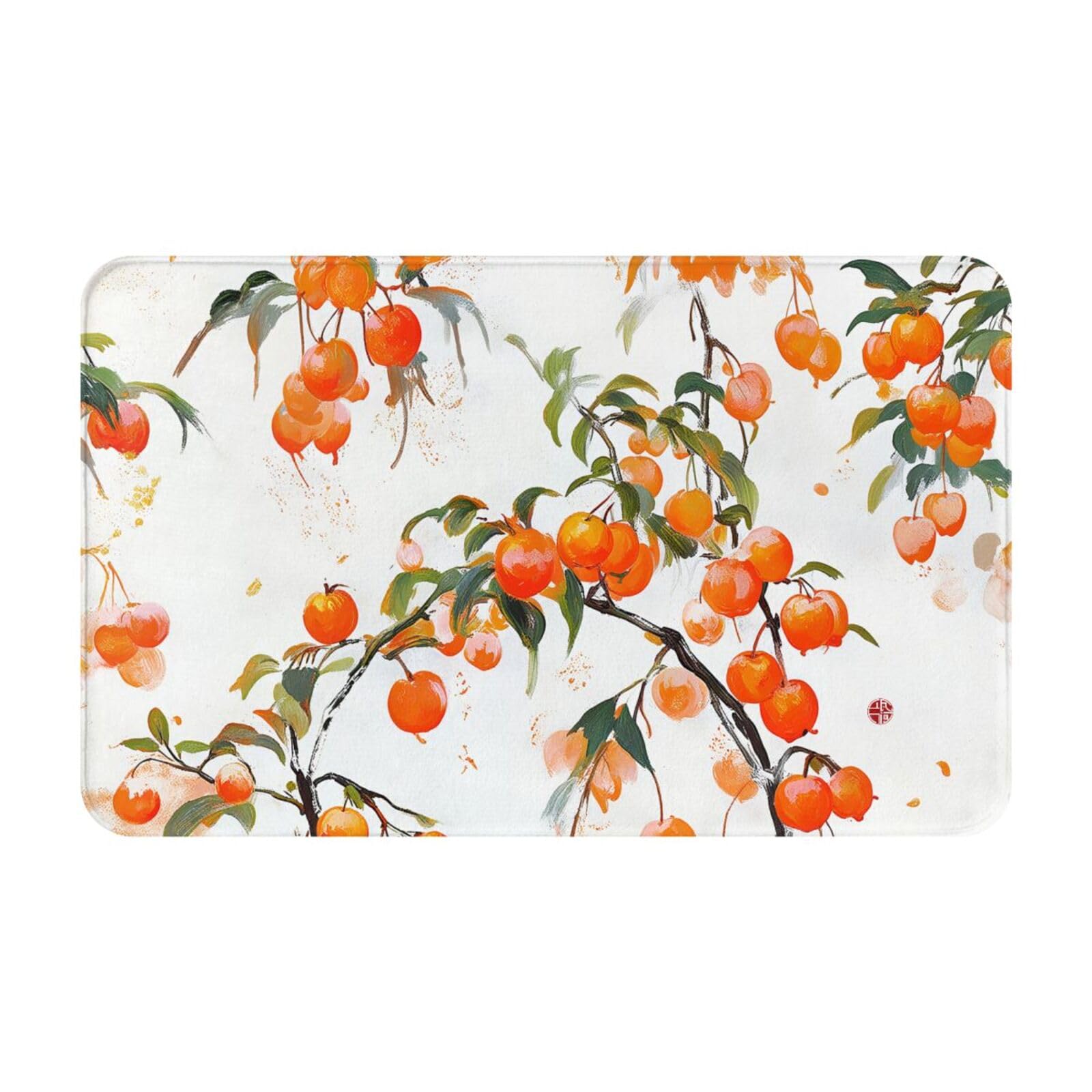 Retro Flowers Flannel Doormat Floral Printed Indoor Doormat Outdoor Doormats Front desk carpet and kitchen carpet Floor mat rug (Orange Begonia, 19.5" x 31.5") โ image 1