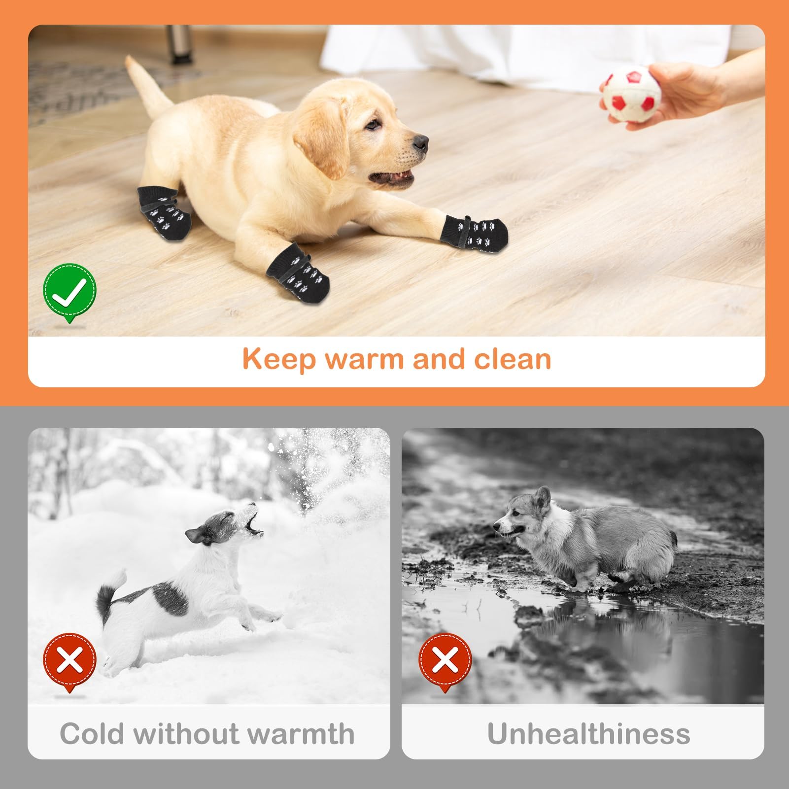 Calzini Antiscivolo Per Cani - 4 Pezzi Con Suola In Gomma, Regolabili E Morbidi - Foto 7