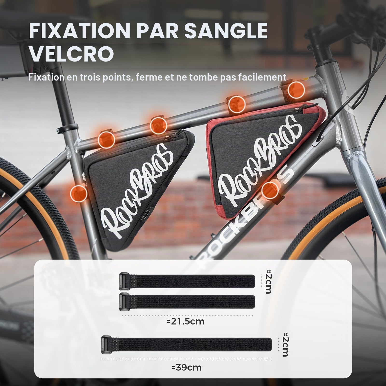 ROCKBROS Sacoche de Cadre Vélo VTT BMX, Sacoche Triangle pour Tube Supérieur de Vélo Hydrofuge Ranger Articles Cyclisme 0,8 L Noir
