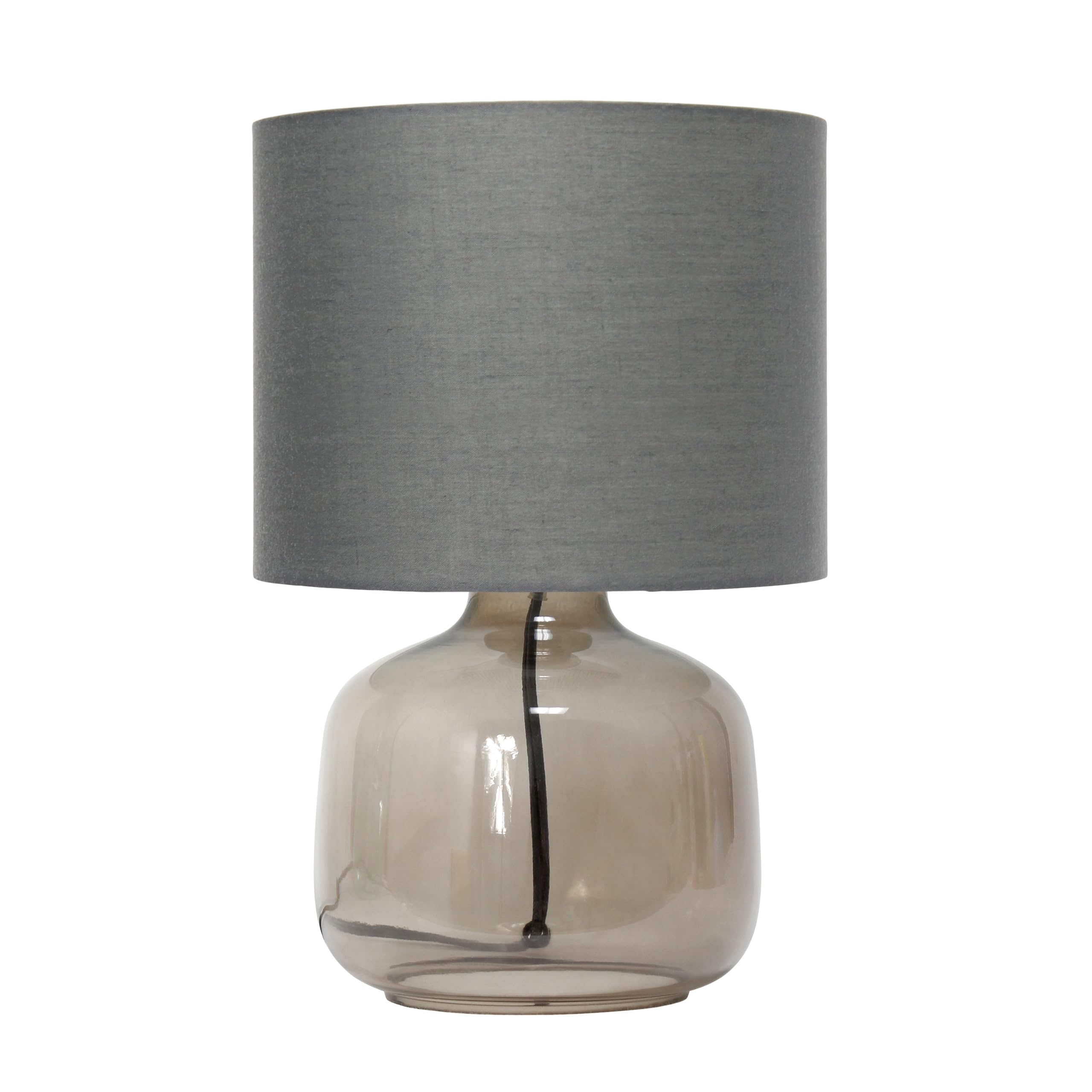 Simple Designs LT1211-SMG 13.75" Contemporary Glass Table Lamp, Smoke Gray with Gray Shade