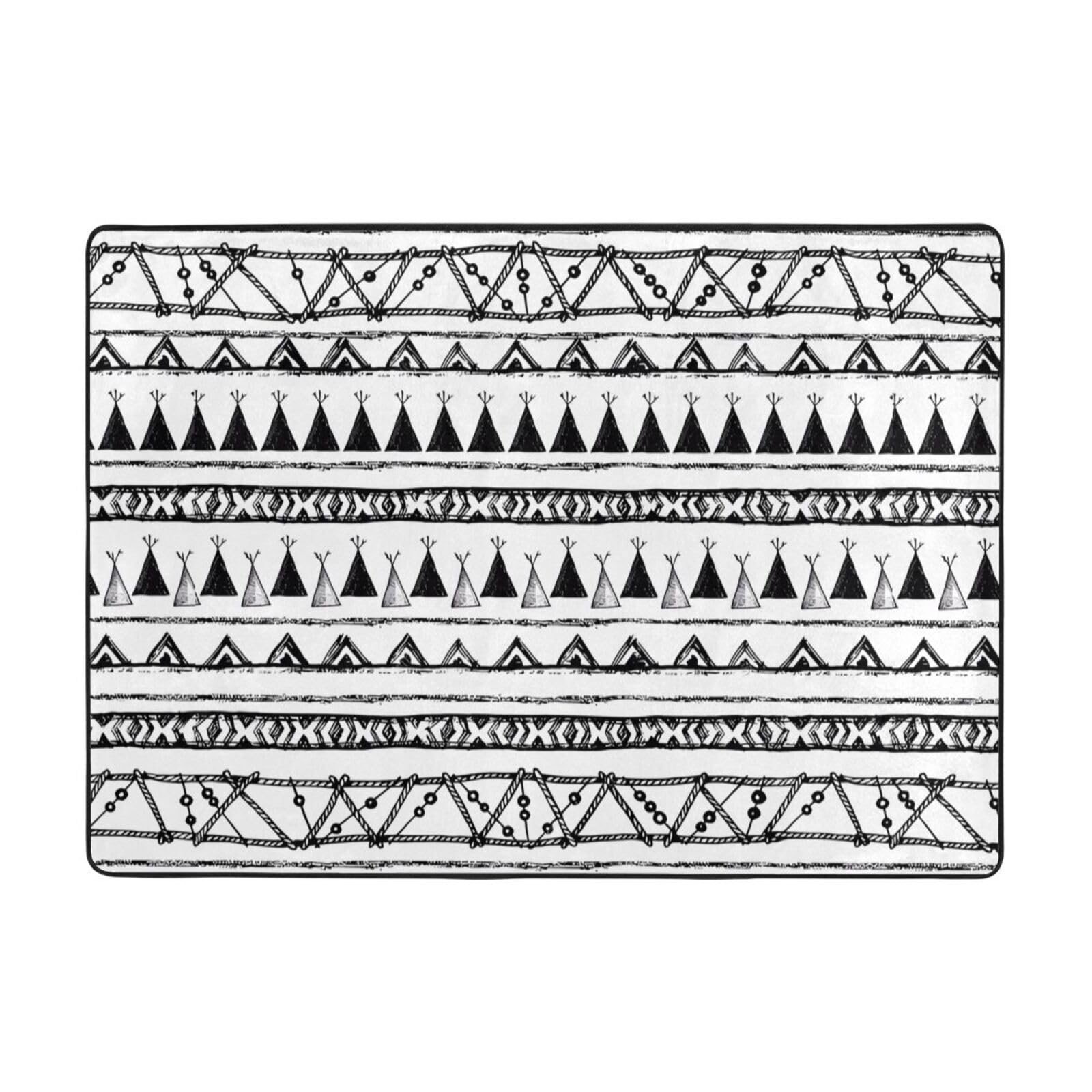 Tappeto in finta pelliccia con stampe con motivi nativi americani, 203,2 x 147,3 cm, ultra assorbente e morbido, comodo per casa, ufficio e oltre