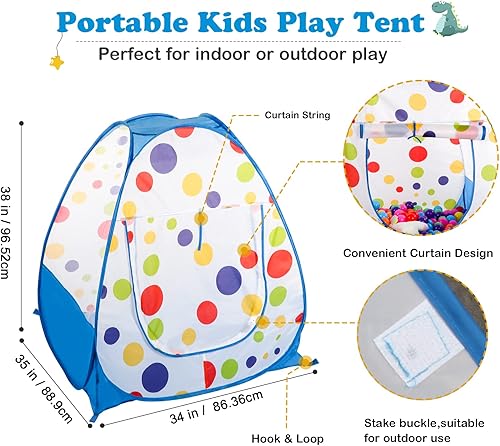 Miniatura 5 de EocuSun Casa de juegos desplegable, tienda de campaña para niños en interiores y exteriores, tienda de campaña plegable para niños y niñas (bolas no