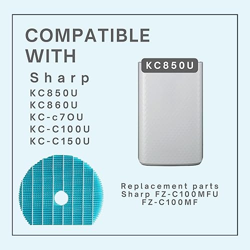 Miniatura 4 de Nispira Filtro de repuesto de humidificación premium compatible con purificador de aire Sharp Humidificador KC-850U KC-860U. En comparación con la