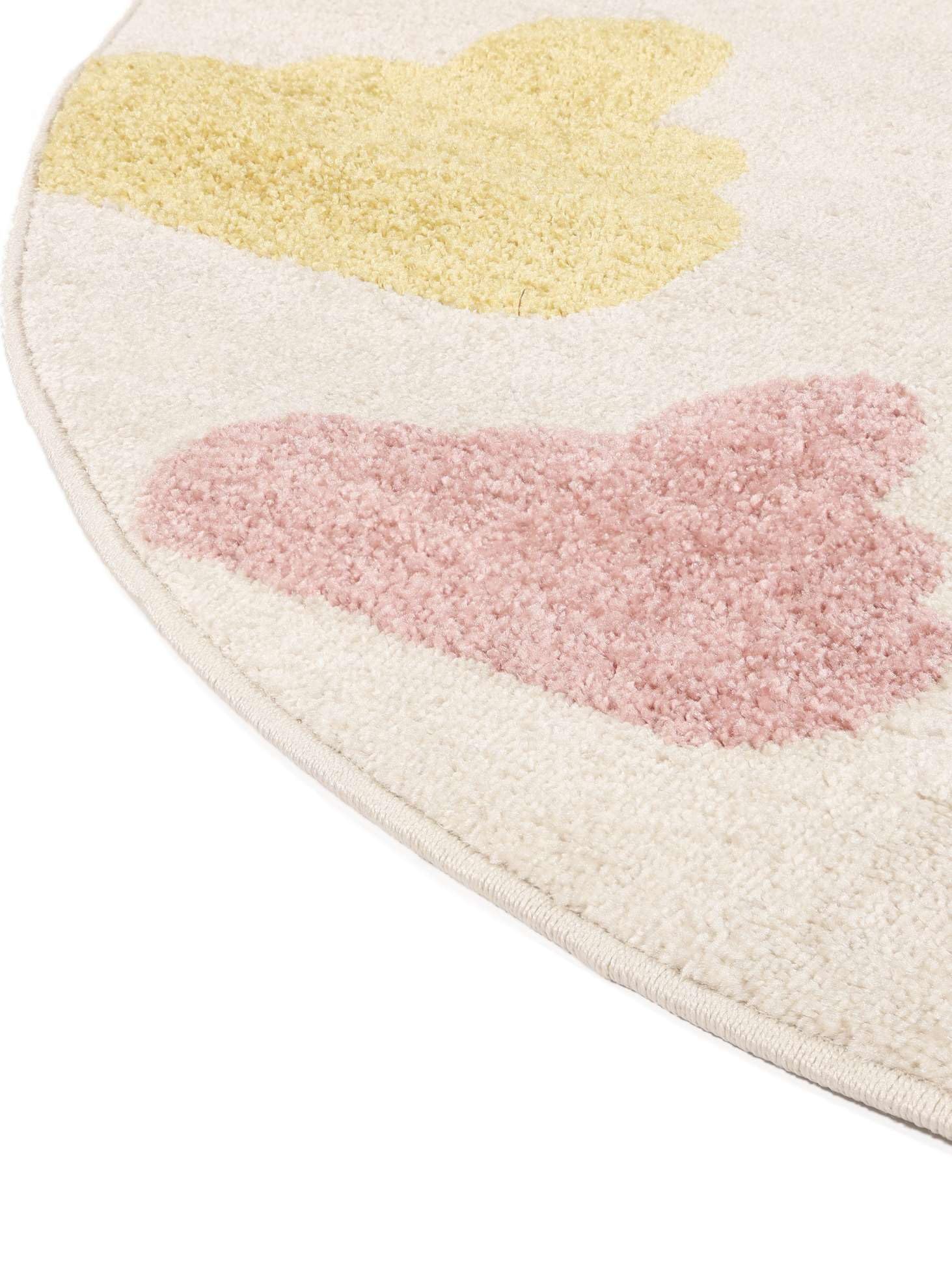 RugVista Balloon Ride, Alfombra Infantil, Modernas Niños, Ø 150 cm, Redondo, Pelo Medio, Cuarto del bebé, Limpieza en seco, Sin Productos químicos peligrosos, Beige/Rosa