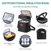 Vista 6 de Bolsa térmica de leche materna PIIOSER con paquete de hielo, se ajusta a 6 biberones hasta 9 onzas, bolsas de transporte para biberones aisladas