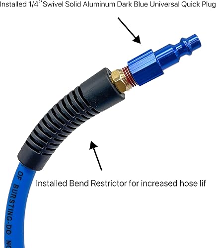 Miniatura 2 de Manguera de aire híbrida de 1/4 pulgadas x 10 pies, manguera de compresor de aire de 300 PSI resistente, flexibilidad para todo tipo de clima