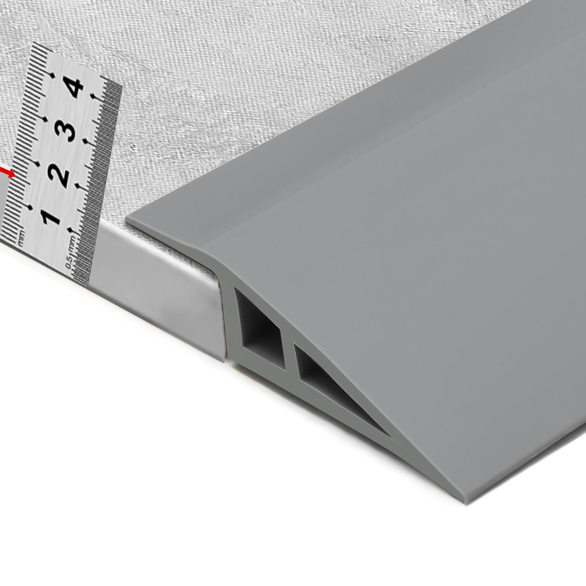 BNELL Carpet & Floor Edging Trim Strip,Self Adhesive-PVC Floor Transition Strip,Threshold Transitions Suitable for Threshold Height Less Than 15mm (6.56FT_Grey)