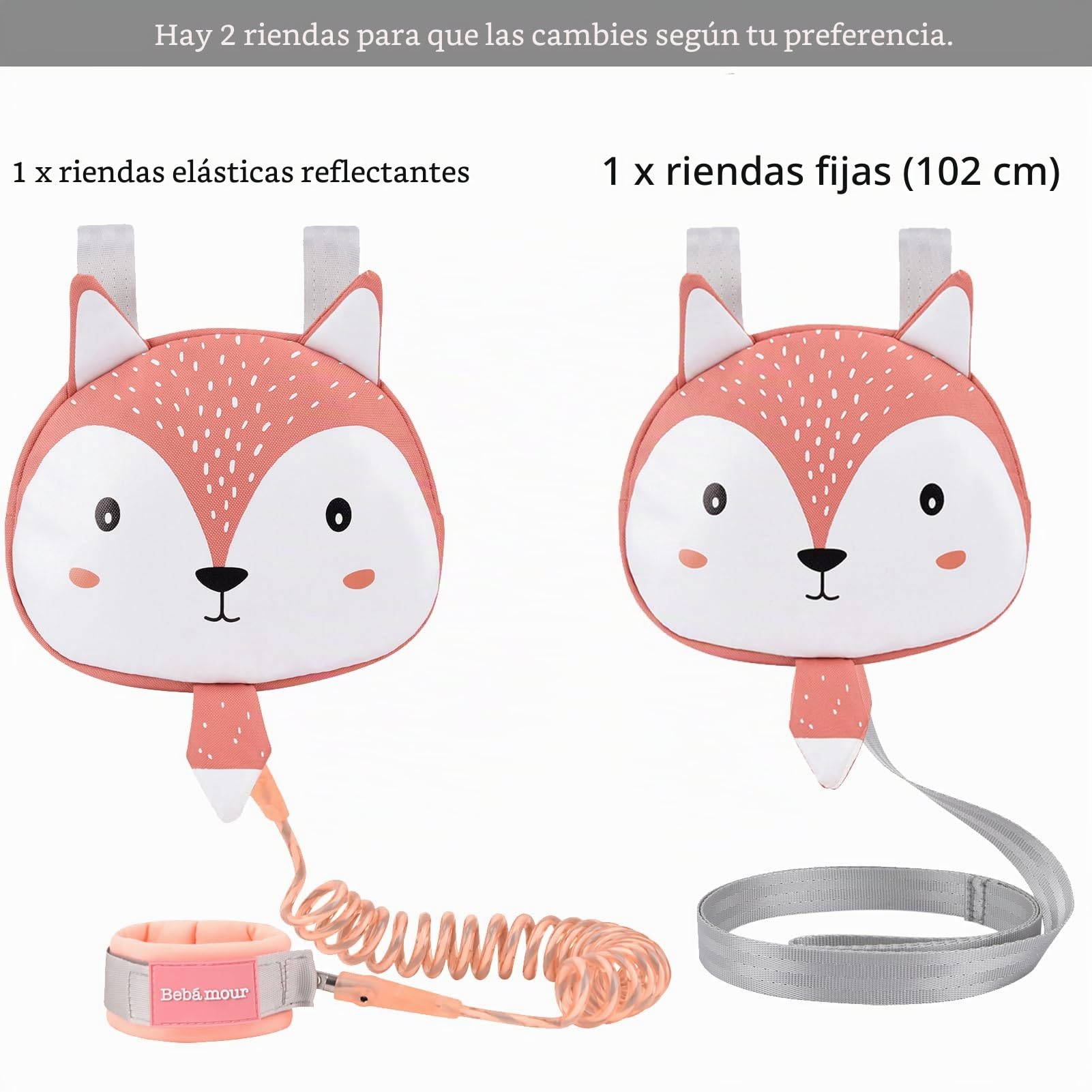 Bebamour Animal Mochila para niños pequeños con riendas de seguridad Mini bolsa con correa de seguridad para niños Mochila portátil Mochila con arnés de seguridad para niños y niñas,Orange Squirrel