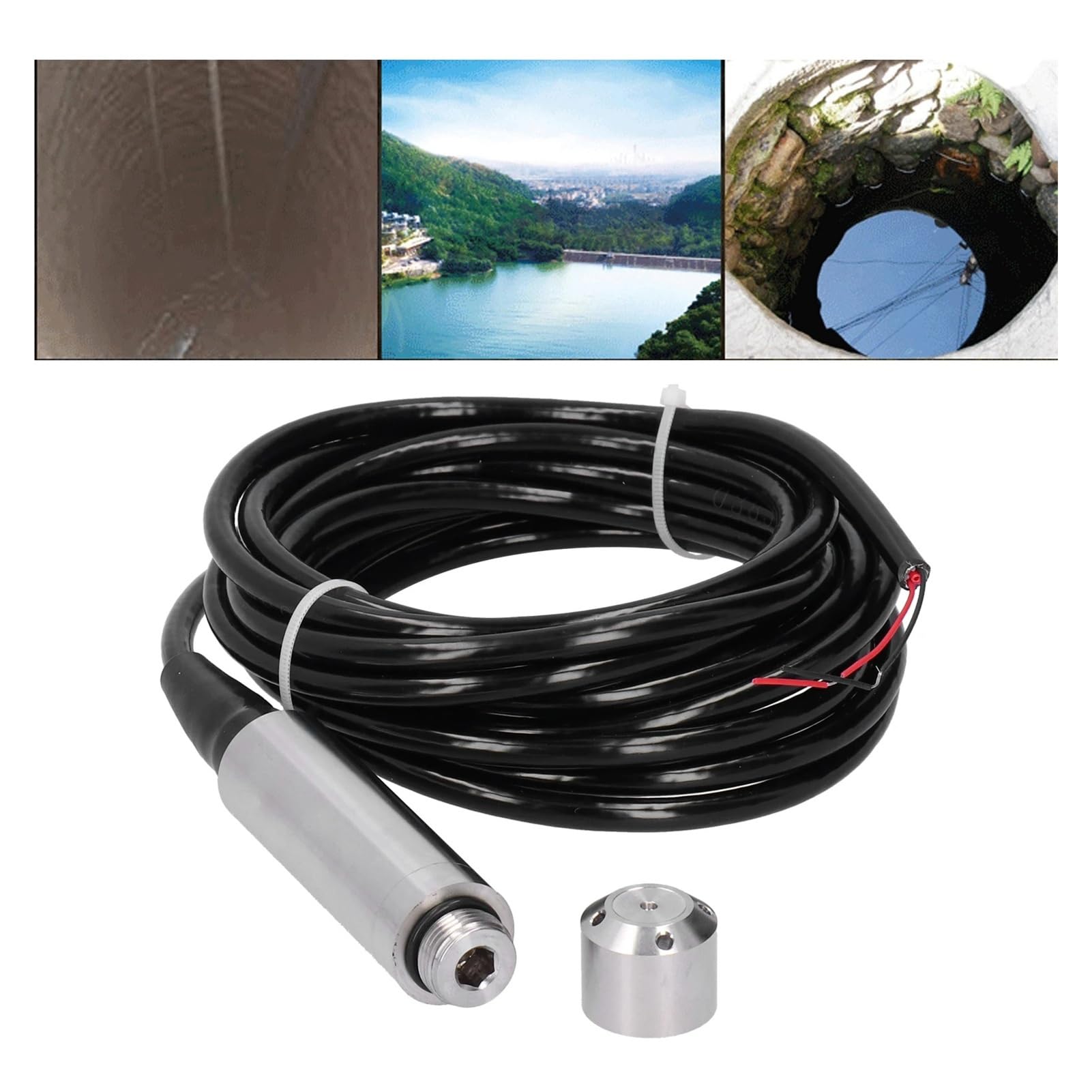 Przetwornik poziomu cieczy, kabel 5 m, czujnik poziomu cieczy w wodzie, 12 V-32 V DC, 4-20 mA Solidna ochrona(0-1m)