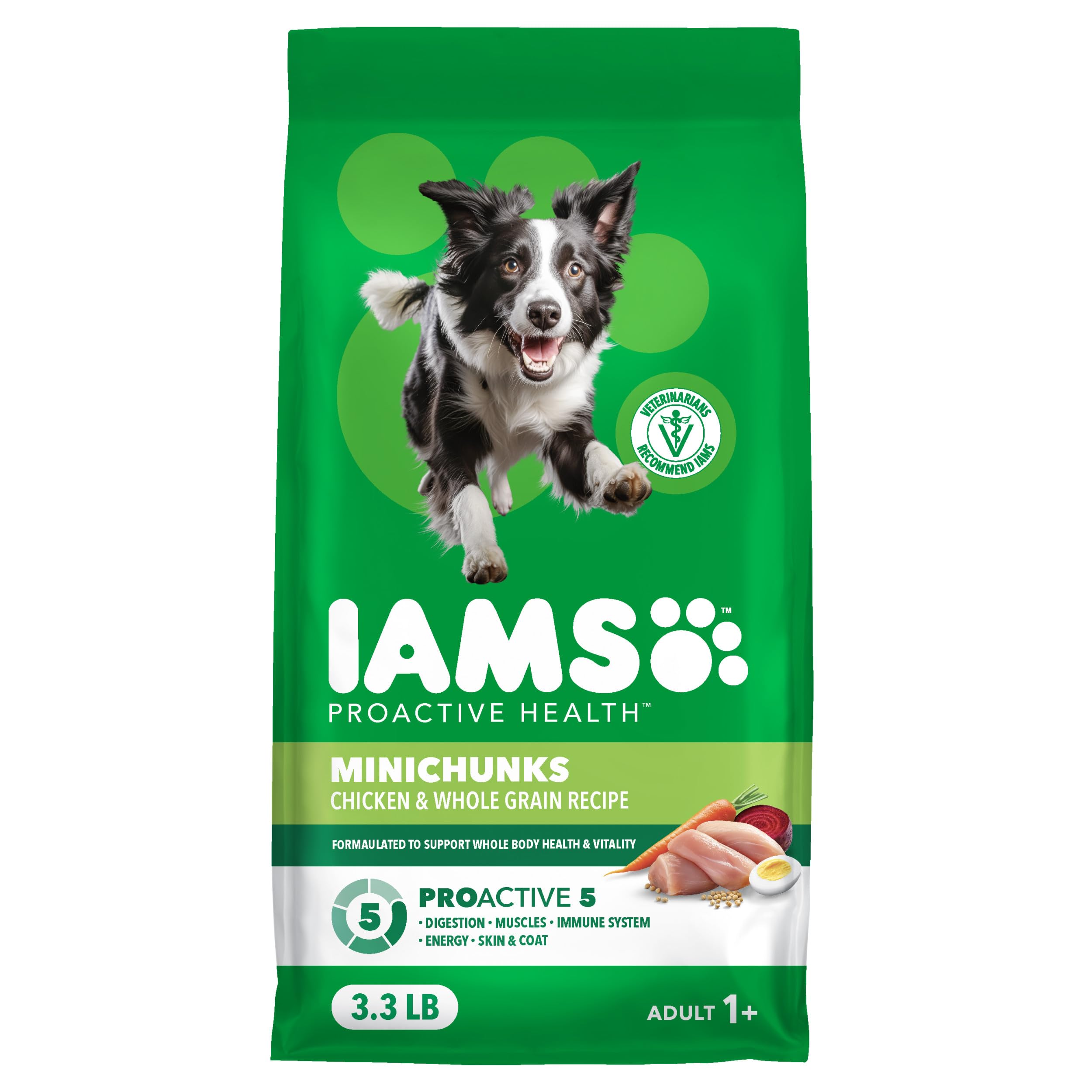 iams proactive health adult minichunks premium dry dog food, adult dog food dry recipe, 3.3 lb.