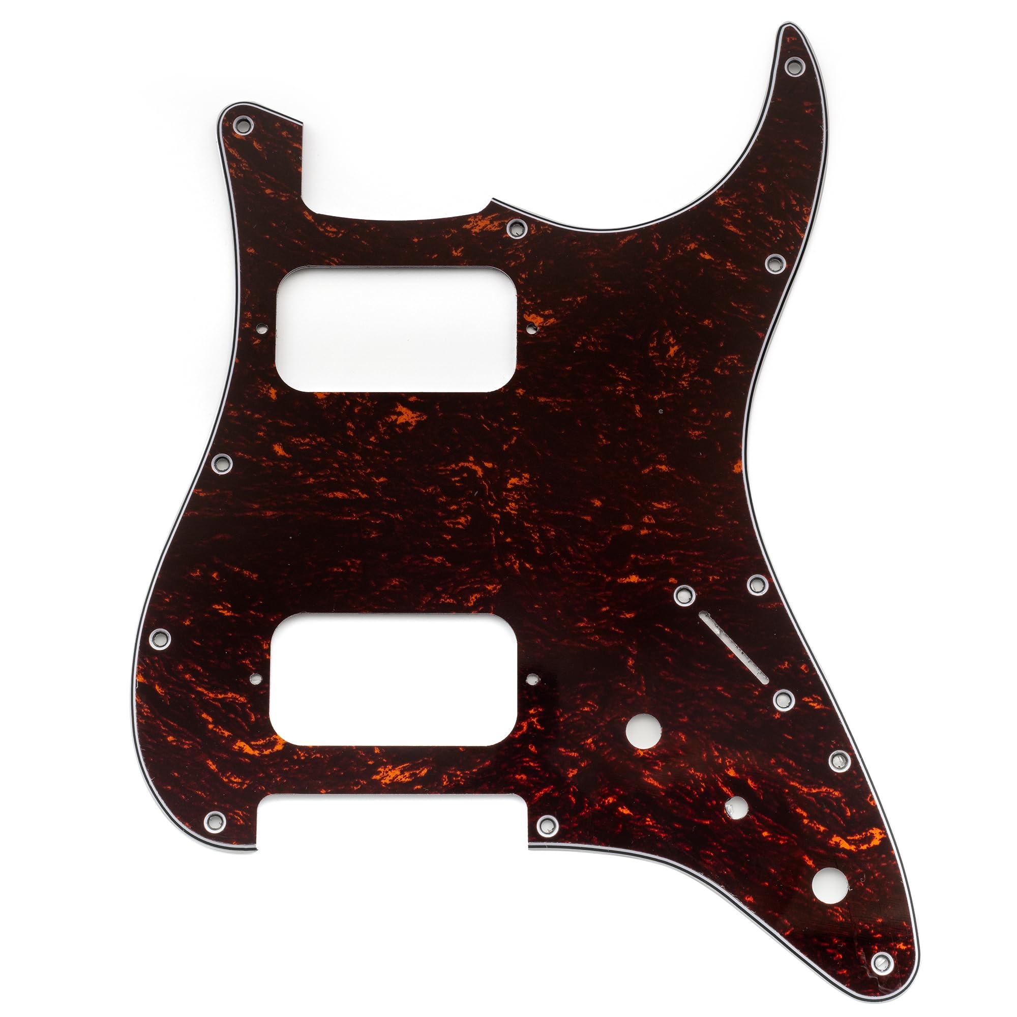 Musiclily Pro 11 Holes ST HH Guitar Pickguard with Round Corner Uncovered Humbucker 2-Pot Mini Switch Layout for Fender Squier Strat Style Electric Guitar