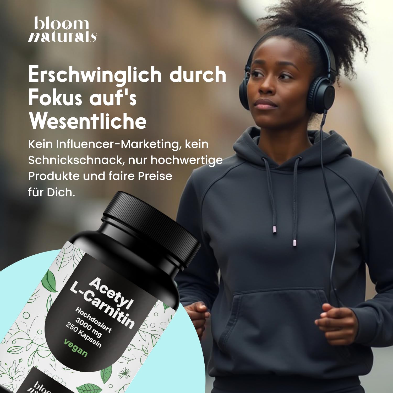 Acetyl-L-Carnitin – 500 mg pro Kapsel – 250 Kapseln – 3000 mg pro Tagesportion – Vegan – produziert in Deutschland - Acetyl L Carnitin Kapseln Hochdosiert - Verpackung kann variieren - Laborgeprüft