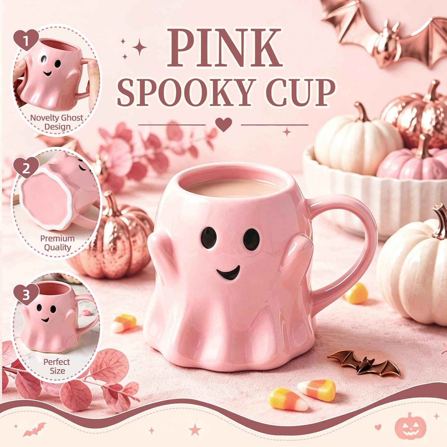 Halloween Boo Basket Stuffers for Women Girls, 8pcs Boo Basket for Adults Kids Teens Care Package Gift Box,Pink Ghost Halloween Mug
