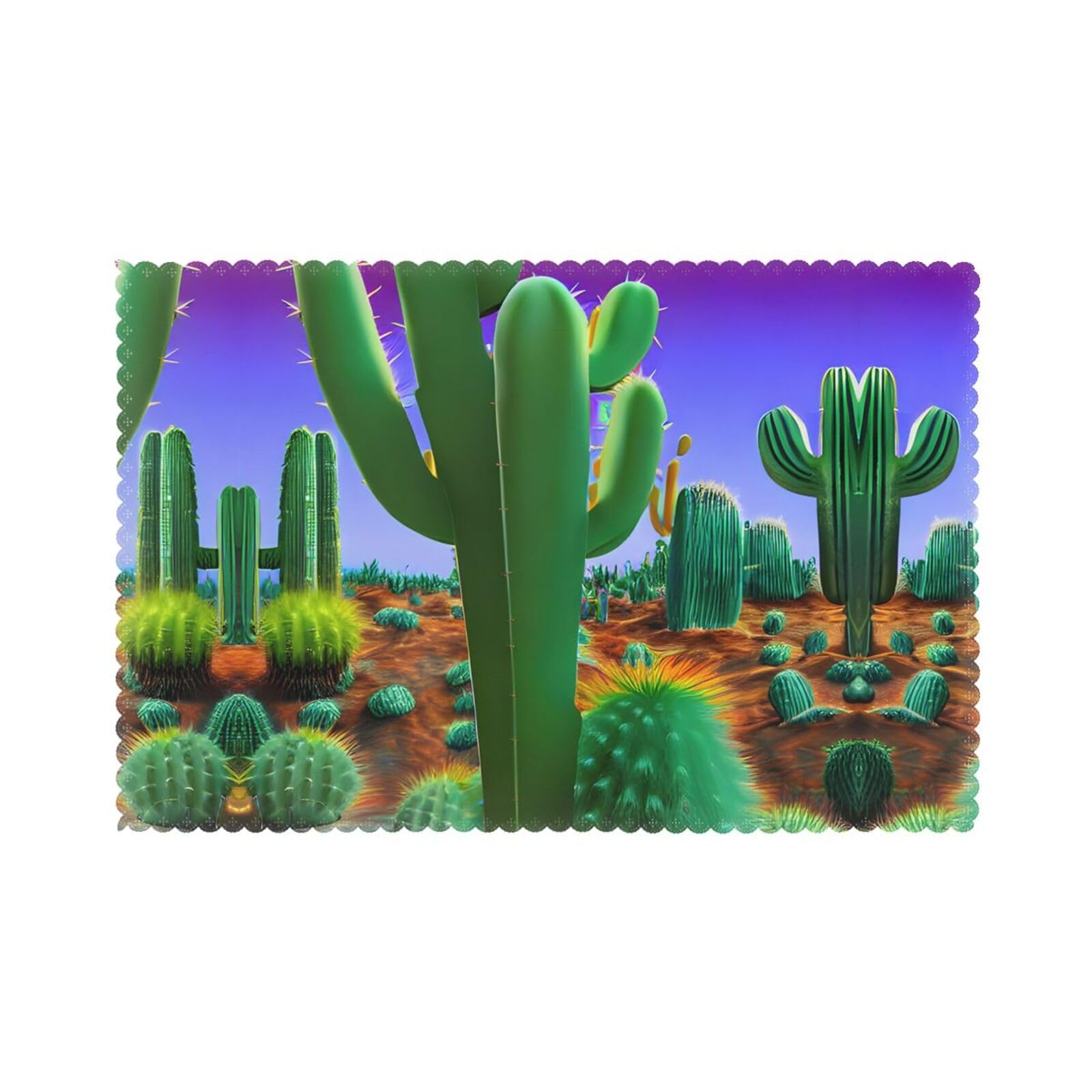 Cactus Desert Christmas Placemats Set of 6,Washable Table Mats