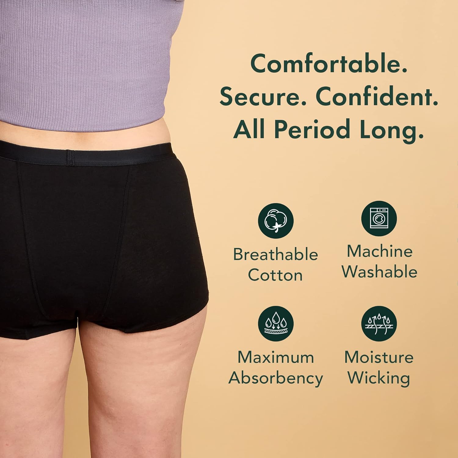 Rael Period Underwear for Women - Cotton Menstrual Panties, Leak Protection (S-XXL)