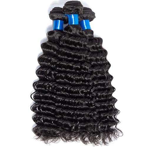 Miniatura 6 de Cranberry Cabello virgen brasileño ondulado profundo, 3 paquetes 100% cabello humano real, sin procesar, longitud de mezcla de 14, 16, 18 pulgadas,