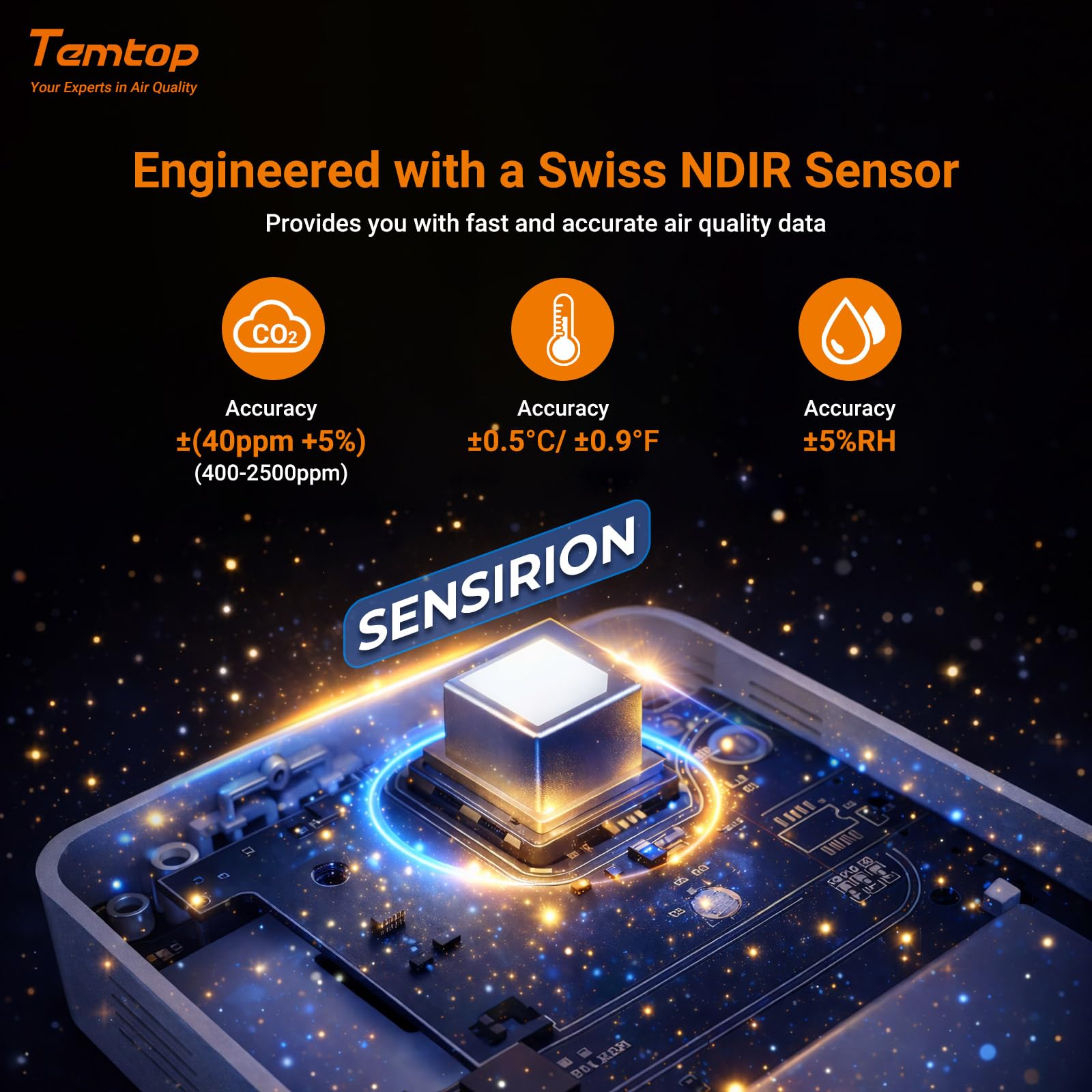 Temtop Monitor stężenia CO2 Monitor jakości powietrza wewnątrz pomieszczeń Przenośny czujnik dwutlenku węgla Czujnik CO2, temperatura, wilgotność do domu, biura, szkoły