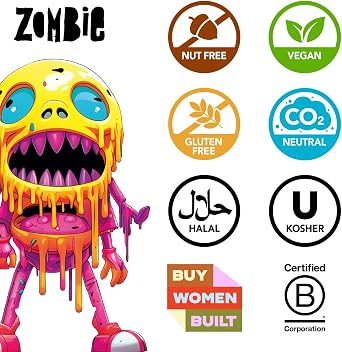 Zombie Real Fruit Sweets, Variety Pack (12 Bags), 90% Fruit, No Added Sugar, Vegan, Healthy Snacks for Adults, Kids, Low Calorie, Gluten Free, Halal, Bulk, Jelly, Tub, Vegetarian, Party Bags, Gummy