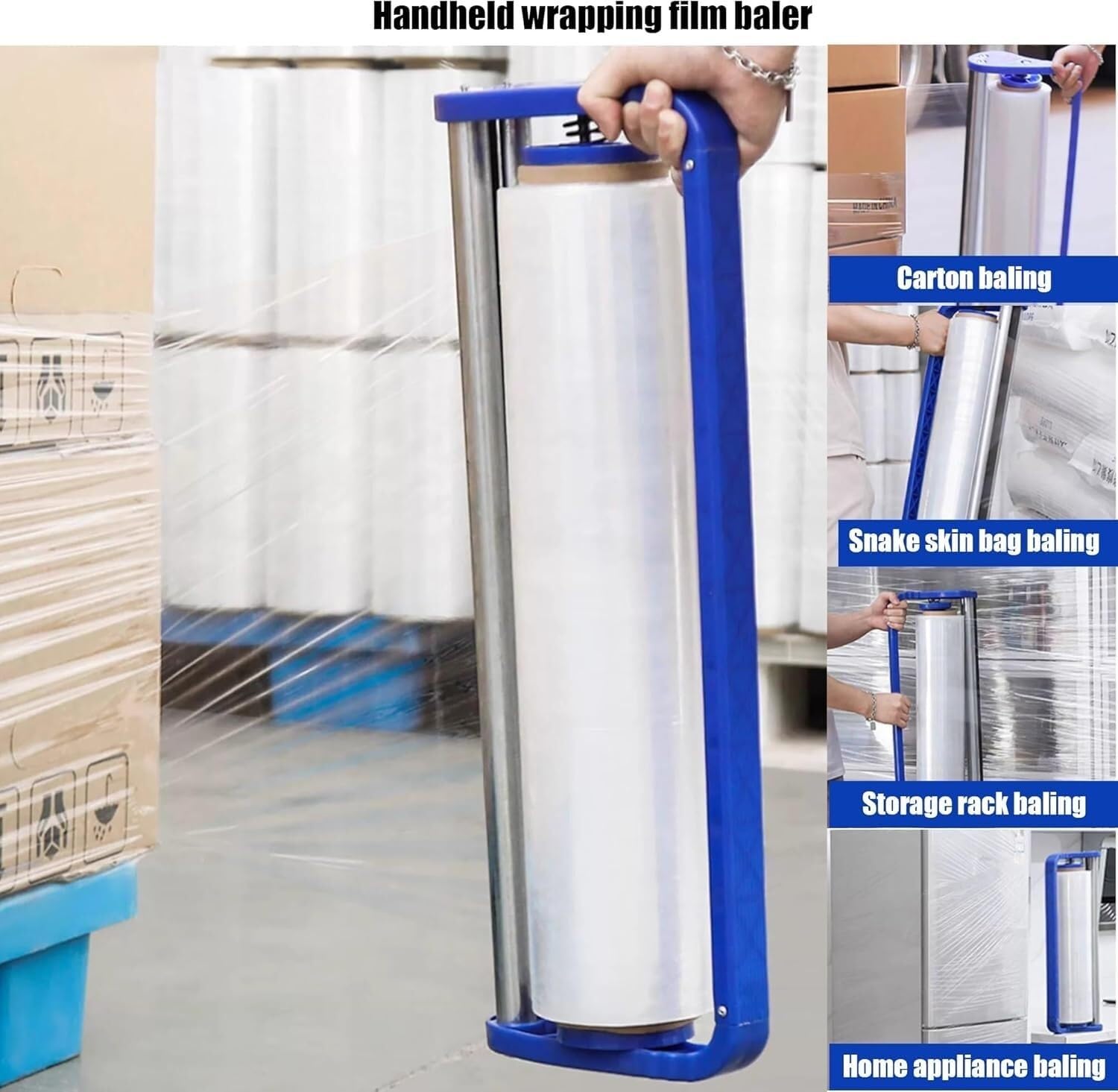 Hand-Stretchfolien-Spenderwerkzeug, Wickelspender für 48,3 cm Rollen, Palettenverpackungsballenpresse, Industriefolienapplikator für Verpackung, Versand