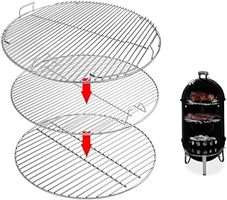 Uniflasy 7436 Upper Cooking Grate, 85041 Lower Grate, 63014 Charcoal Grate for Weber Charcoal Grill 22 Inch Smokey Mountain Cooker, 22" Charcoal Smoker Parts, 2 Cooking Grate and 1 Charcoal Grate