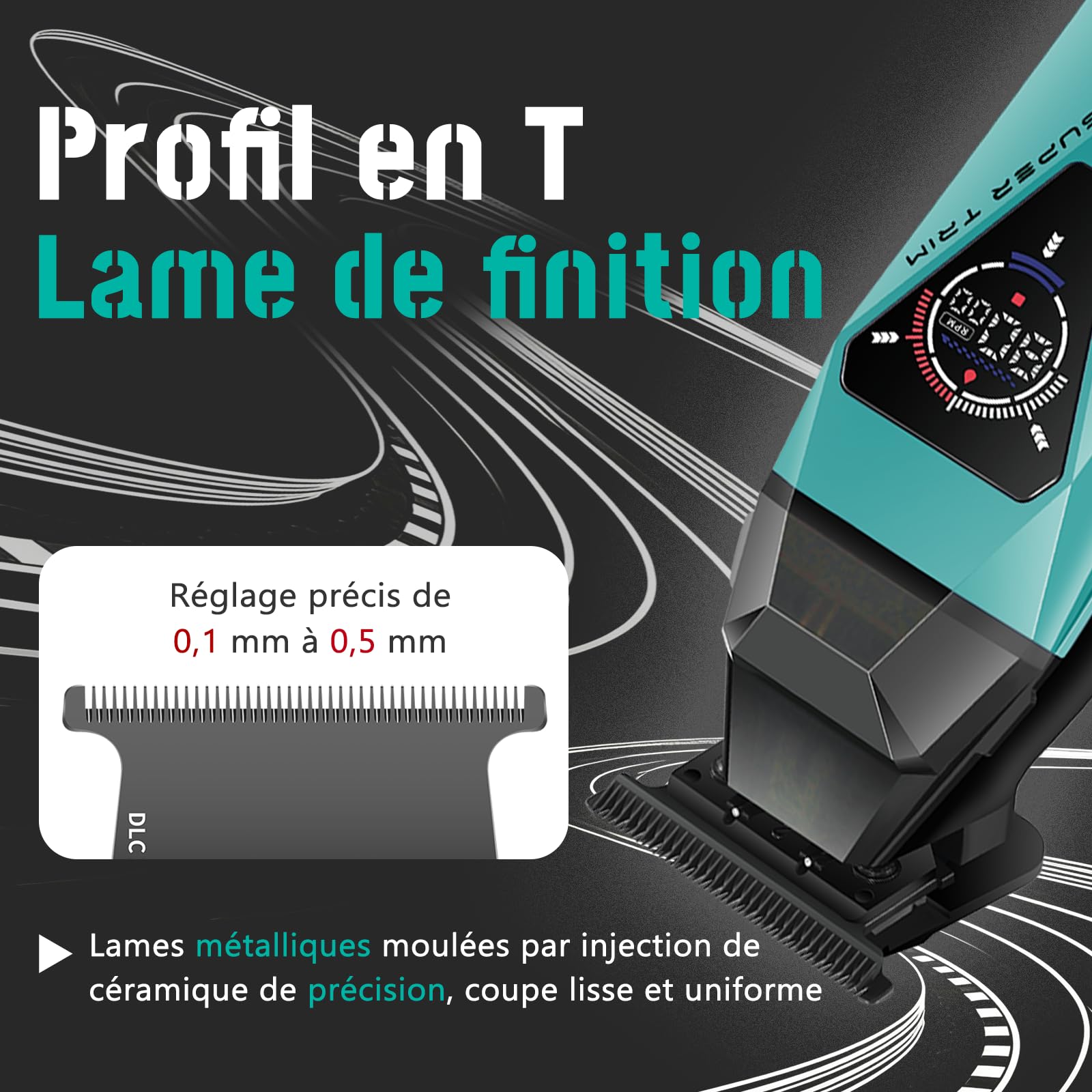 VGR 877S3 Set de Tondeuse Cheveux Hommes Professionnel, Station de Charge
