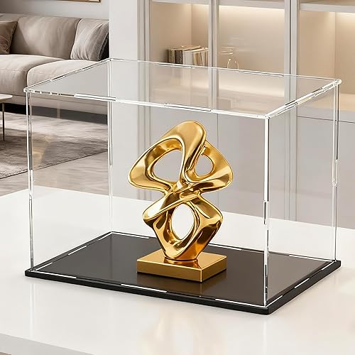 Miniatura 16 de vitrina acrílica, cajas de acrílico de cubo de 11 x 11 x 11 pulgadas para exhibición, vitrinas transparentes con base negra mate y tapa