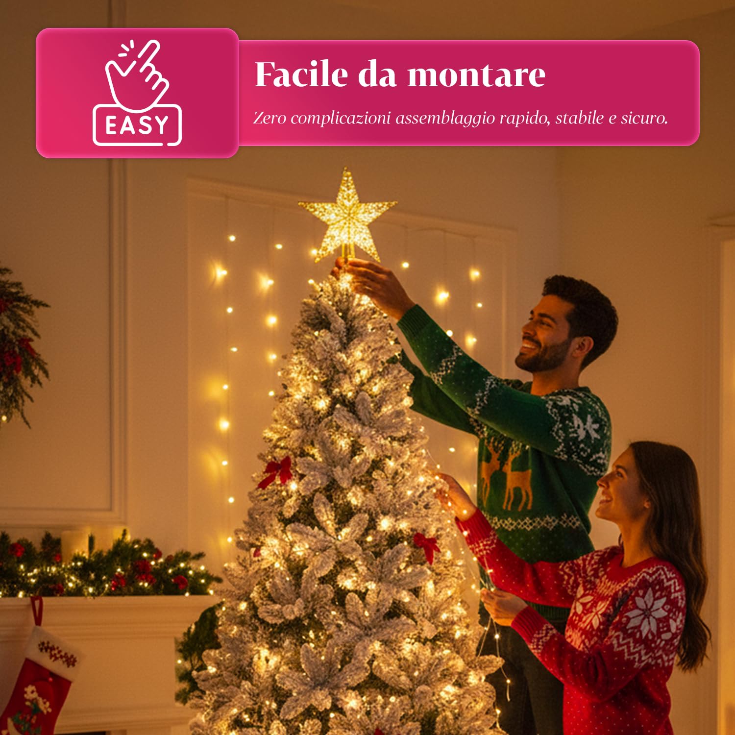 Albero di Natale Artificiale Innevato di 210 cm con 1078 Rami. Perfetto per Interni, Pronto per Essere Decorato con Luci e Ornamenti Natalizi con Base in Metallo e Innesto Facile Ø 110 cm