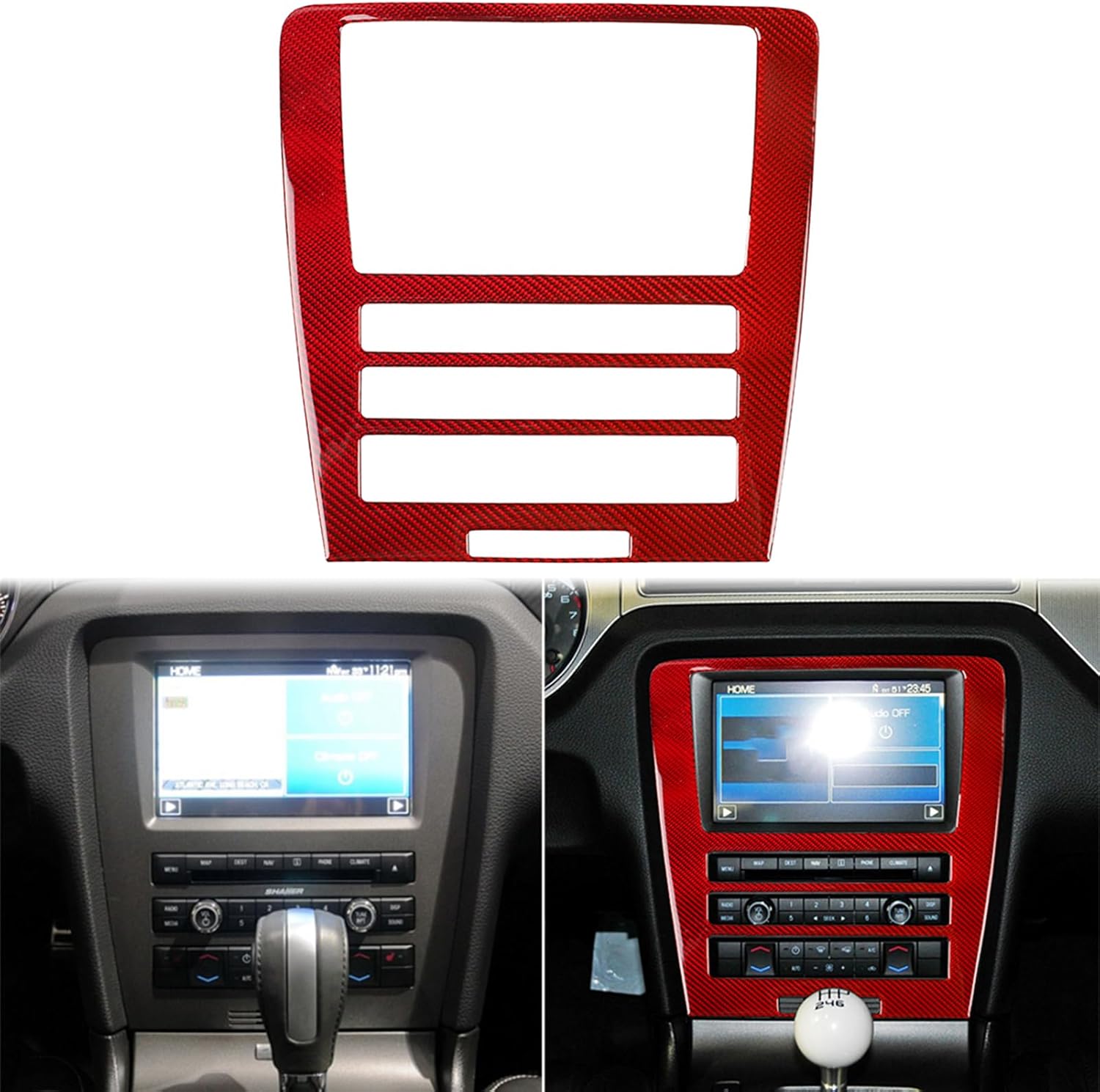 Real Soft Carbon Fiber Rear Side Louvers Window Panel Decoration Decal 2pcs Premium Sticker Cover Interior Trim Accessories Compatible with Ford Mustang GT Shelby 2009 2010 2011 2012 2013 2014 Red