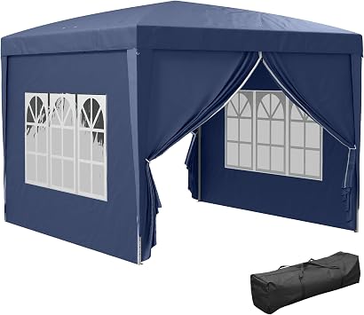 Outsunny 3 x 3 m Garden Pop Up Gazebo with Sidewalls Water Resistant Blue