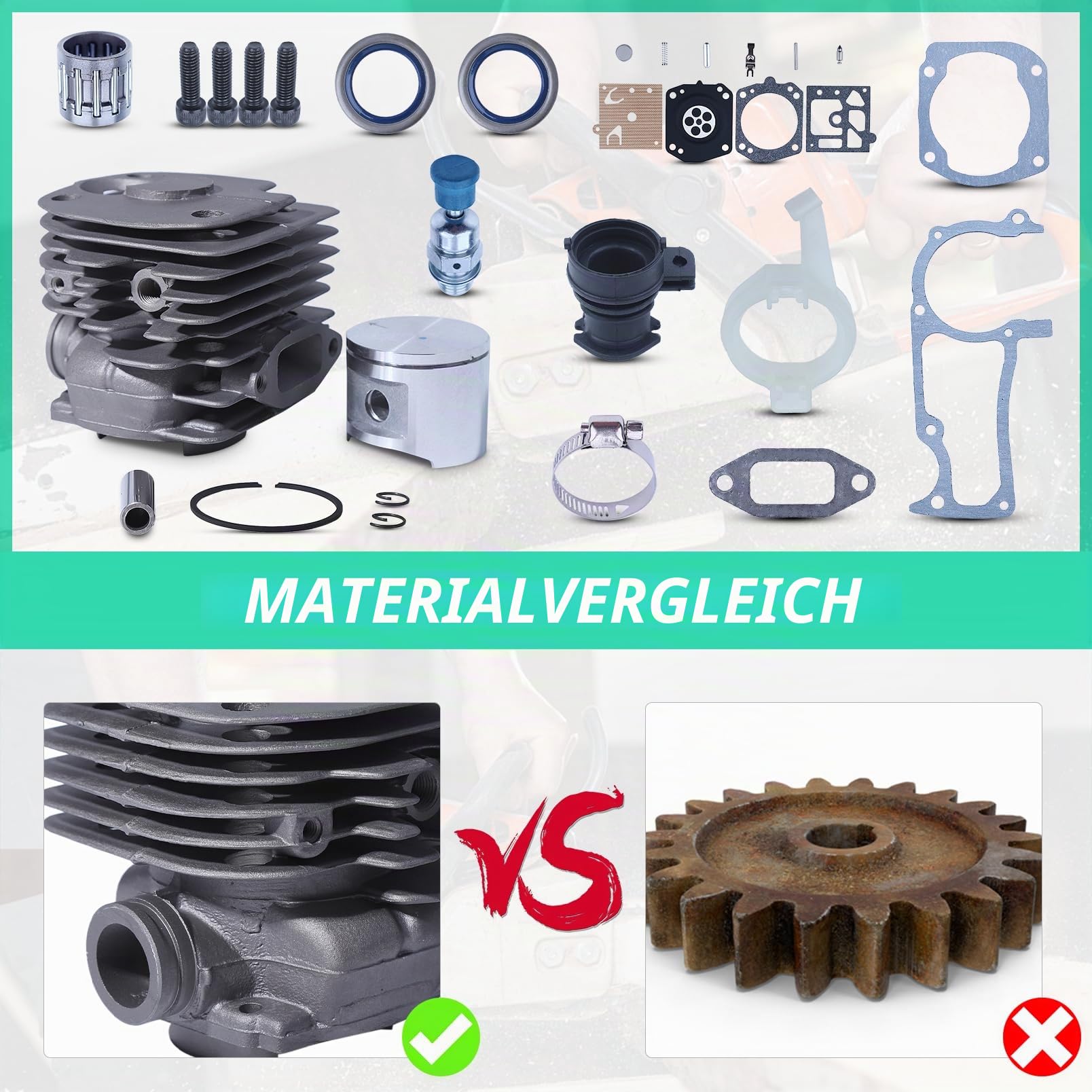 52mm Zylinder Kolben Bausatz für Husqvarna 372XP 371 365 362 375K Große Bohrung Serie Ersatzteile 503 93 93 72