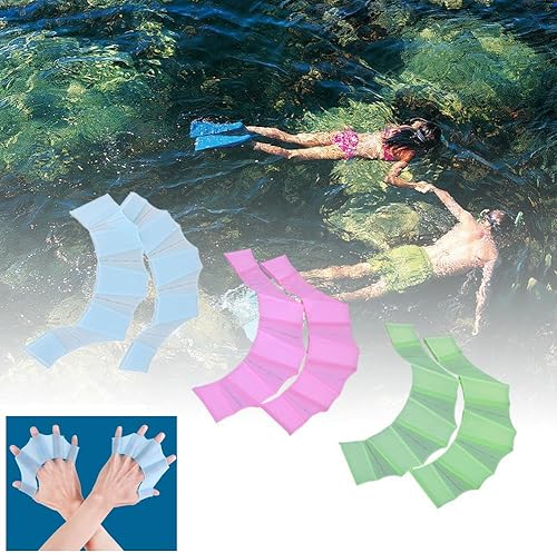 Miniatura 3 de 3 pares de palas de natación de mano, aletas de natación para entrenamiento de natación, paletas de mano de malla de silicona, guantes de natación