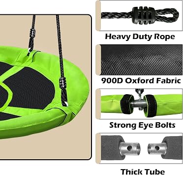 Tree Swing - 40 Saucer Tree Swing for Kids Waterproof Platform Swing Seat