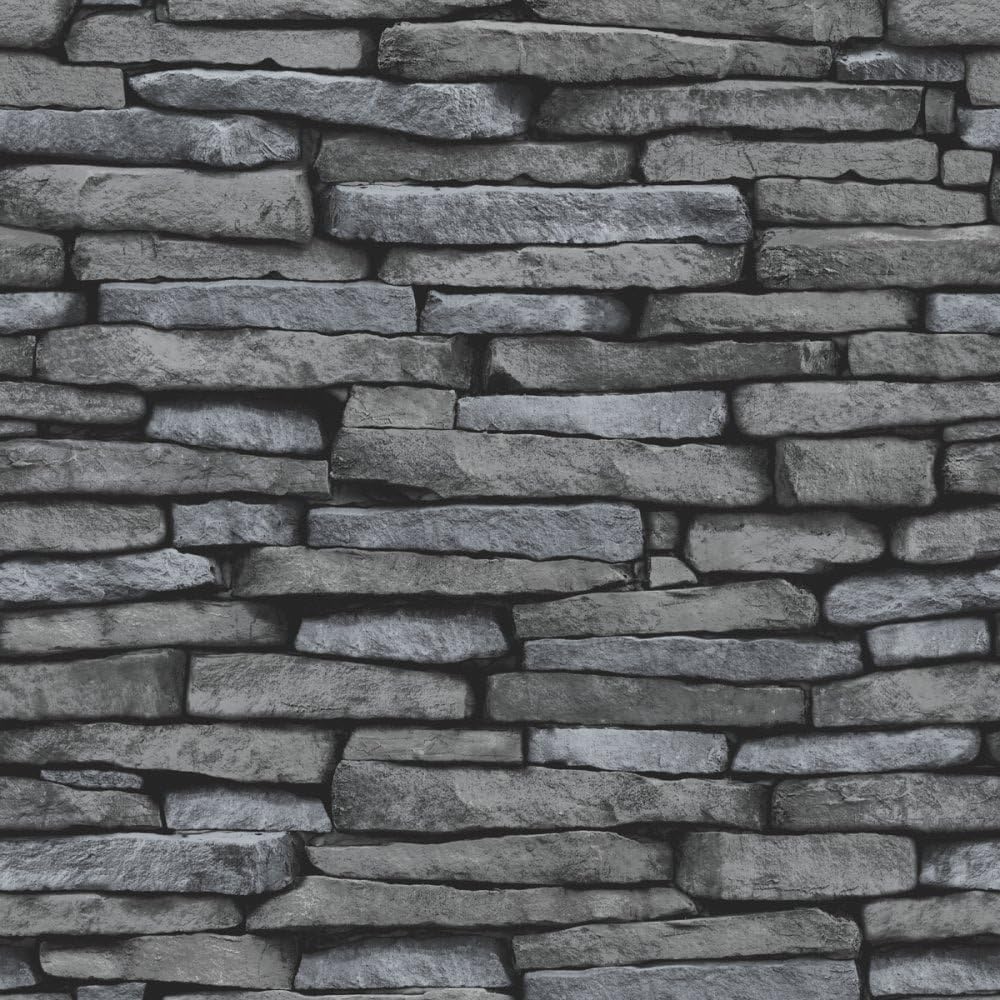 Slate Effect Wallpaper Black/Charcoal (ILW980059)