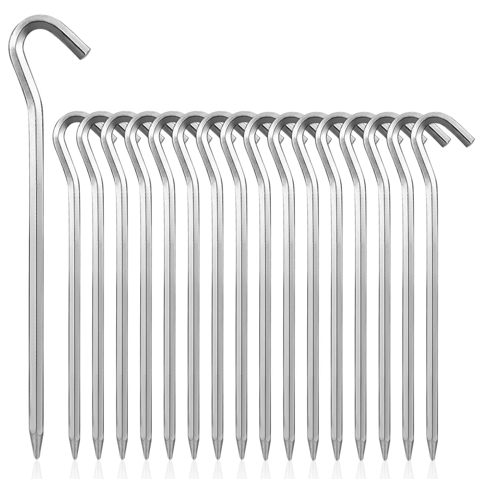 Lot De 20 Sardines De Tente En Aluminium 18 Cm Avec Cordon Réfléchissant - Pour Camping, Bâche, Auvent, Fixation Solide - 4